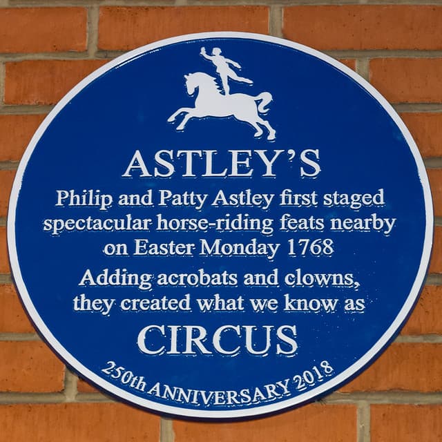 Astley's, Philip Astley, and Patty Astley blue plaque