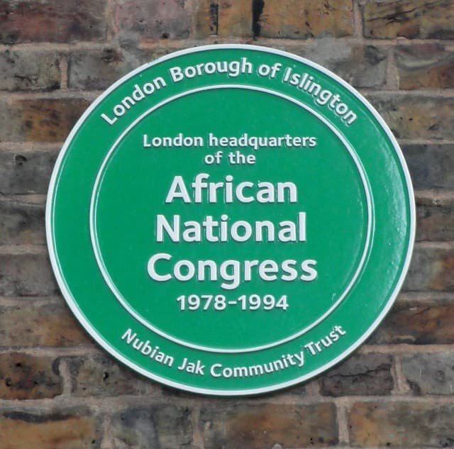 London Headquarters of the African National Congress green plaque