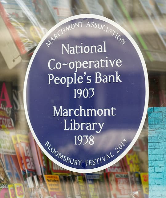 National Co-operative People's Bank, Marchmont and Marchmont Library blue plaque