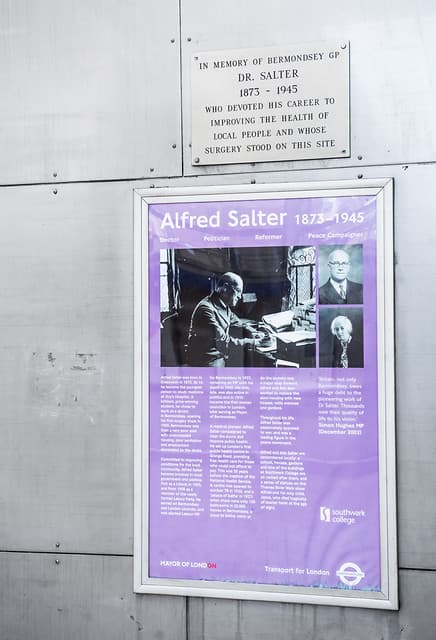 Alfred Salter brushed metal plaque