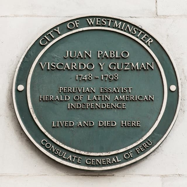 Juan Pablo Viscardo Y Guzman green plaque