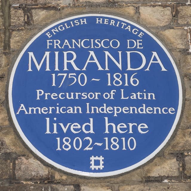 Francisco De Miranda blue plaque
