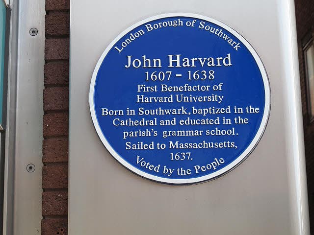 John Harvard blue plaque