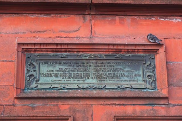 Woolwich Foot Tunnel bronze plaque