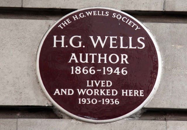 H. G. Wells brown plaque
