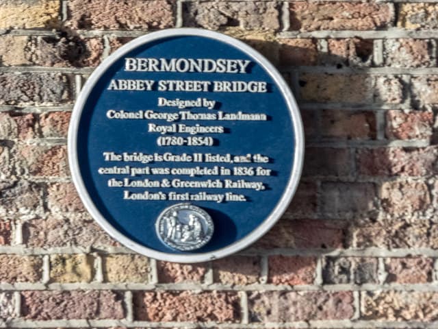 Abbey Street Bridge, London and George Thomas Landmann blue plaque
