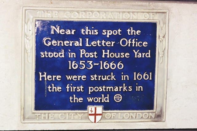first postmarks in the world and General Letter Office blue plaque